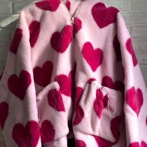 heart print sherpa jacket 💞
